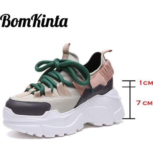 BomKinta Height Increasing 8 CM Designer Casual Shoes Woman Thick Sole Gladiator Sneakers Women Platform Shoes Female Flats