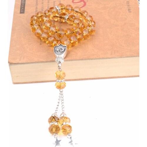 10mm Faceted Champagne Gold 33 Beads Bracelets & Bangles Women Men Fashion Jewelry Allah Mohammed Rosary Give Best Friend Gifts