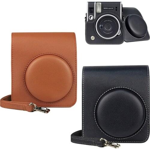 Black / Brown PU Leather Bag Case Cover For Fujifilm Instax Mini 40 Instant Film Photo Camera with Shoulder Strap