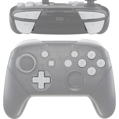 Soft Touch White Repair ABXY D-pad ZR ZL L R Keys Replacement Full Set Buttons w/ Tools for Nintendo Switch Pro Controller