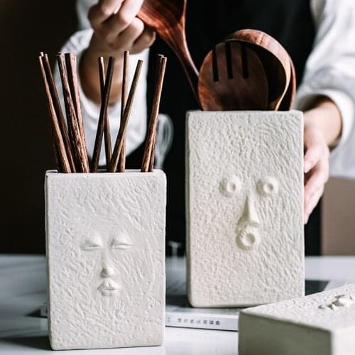European Simple White Face Ceramic Chopstick Holder Household Multi-purpose Tableware Storage Box Kitchen Utensils Porcelain New