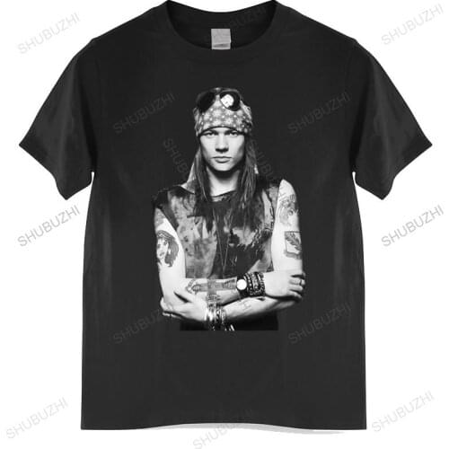 Cotton Tshirt mens summer Tops Axl Rose Guns N' Roses GNR VTG Retro Graphic Heavy Metal Man Brand T-shirt Bigger size