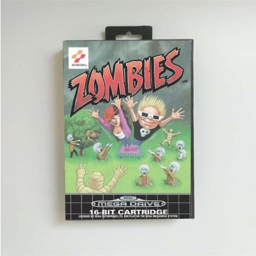 Zombies ate my Neighbours - EUR Cover With Box 16 Bit MD Game Card for Sega Megadrive Genesis Video Game Console