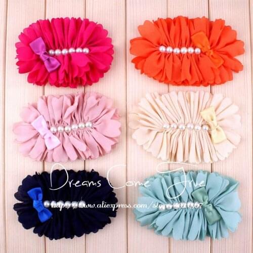 200 pcs/lot 6Colors Artifical Soft Tulle Fabric Flower DIY Kid Hair Bows Twirl Chiffon Flower Hair Accessories For Baby Headband