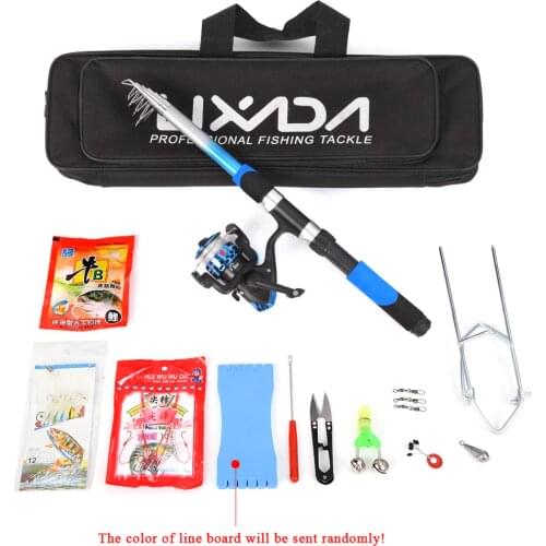 Lixada Fishing Tackle Set with 2.1m Telescopic Fiberglass Fishing Sea Rod Spinning Fishing Reel Baits Hooks Fishing Pole Rod Set