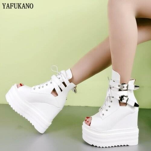 13 cm Fashion Increase Within Sandals Wedge Platform Sandals 2020 Sexy Summer Shoes Party Dress High Heels Women Sandals 38