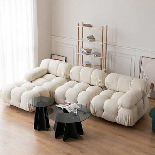 Fashionable Modern Design Divano Sectional Sofa Living Furniture Luxury White Fabric Soft Couch