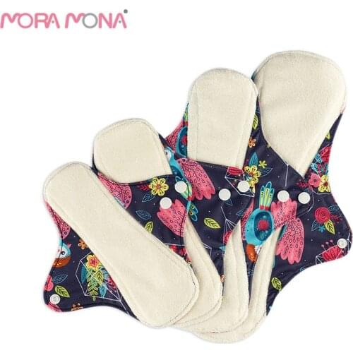 Mora Mona 4Pcs/Set Reusable Bamboo Fiber Sanitary Pads 4 Different Sizes Of Maternity Absorbent Menstrual Ecological Gaskets