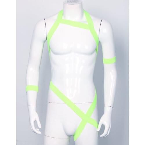 Mens Lingerie Cosplay Body Chest Harness Bra Nightclub Outfit Erotic Bondage Hollow Out Design Elastic Strap Muscle Costumes