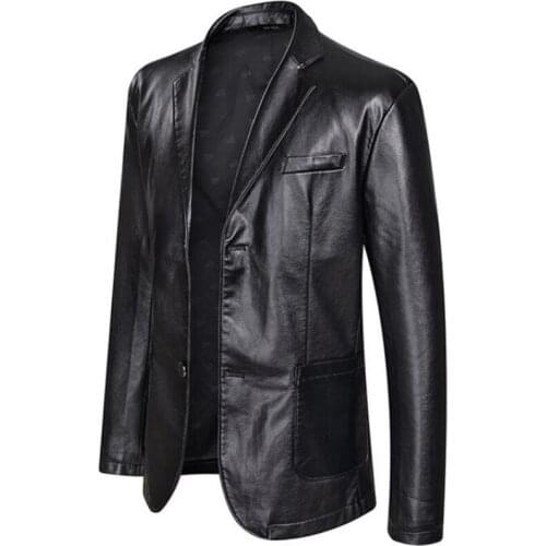 Men Blazer Jackets PU Leather Jacket Fashion Party/Wedding/Business Blazer Leather Jacket Male Outwear Plus Size 5XL 6XL 7XL