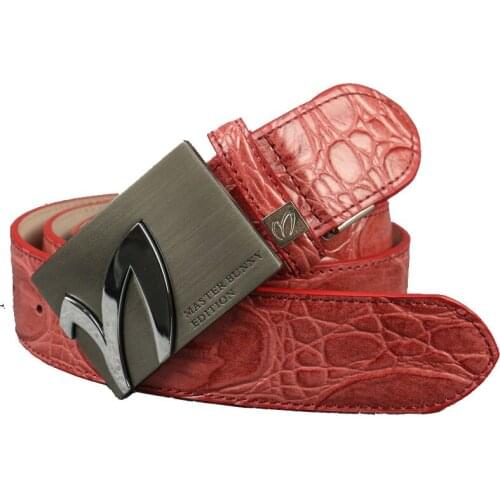 Mens Golf Sports Belt Texture Alloy Buckle Leather Belt High Quality Golf Accessories Can Be Cut Free Shipping