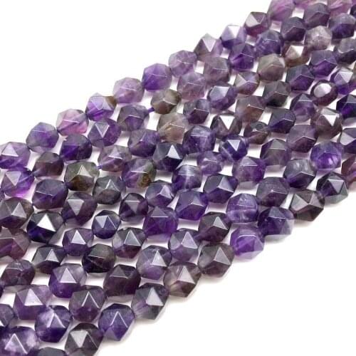 Natural Amethysts Stone Beads Nugget Faceted Cut Cube 6 mm 8 mm For DIY Jewelry Making Supplies