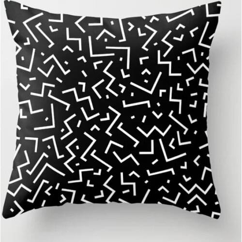 Customize printed Black Memphis lines pattern Throw Pillow case Soft Feeling Square Pillowcase Travel Pillow cover For Bed sofa