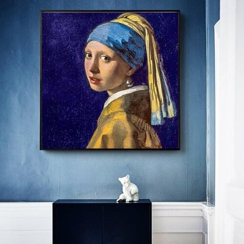 Netherlands Johannes GIRL WITH A PEARL EARRING Oil Painting Poster Wall Art Canvas Picture Living Room Home Decor Frameless