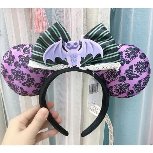 NEW Haunted Mansion Headband Bat Purple Ears Halloween Headband Cosplay Plush Adult/Kids Headband Gift 2019