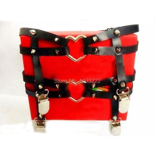 Wholesale 2pc/lot Handmade Bullet Heart Garters, Double Row JAZZ Punk Goth Thigh Sock Leg Garter Belt Harness
