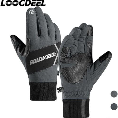 LOOGDEEL Ski Gloves Two Finger Touch Screen Winter Thermal Full Finger Outdoor Windproof Waterproof Cold-proof Skiing Gloves