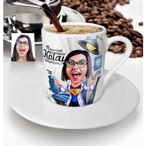 Personalized Women 'S Dentist Cartoon Turkish coffee Cup-1