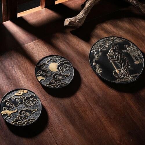 Guanfu Museum hand painted gold lacquer dry brewing teapot cup holder family set Mid Autumn Festival gift