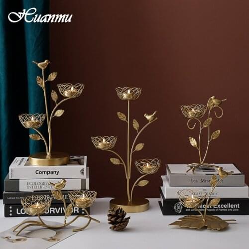 Home Decor Candlestick Wrought Iron Tea Candle Bird Candle Holder Ornament Decor Home Romantic Table Candlelight Dinner Props
