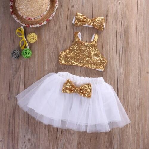 Pudcoco New Fashion Baby Girls Sequins Vest Tops+Bow Tutu Skirts Dress Outfits Set Sundress Baby Clothes For Girls