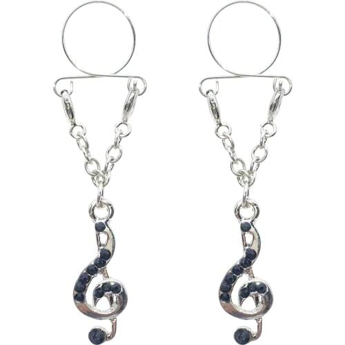 Sexy Adjustable Non Pierced Cilp on Long Dangle Chain 2Pcs Fake Nipple Rings body piercing jewelry
