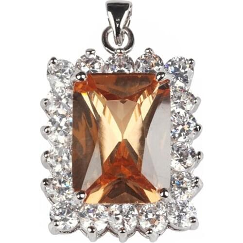 SHUNXUNZE christmas Wedding pendants charms for Jewelry & Accessories dropshipping Morganite Cubic Zirconia Rhodium Plated R656