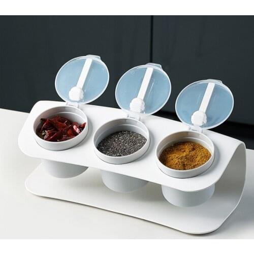 Spices Box Pepper Spice Shaker Salt Seasoning Organizer Kitchen Cruet Condiment Bottle Jars Container With Spoons