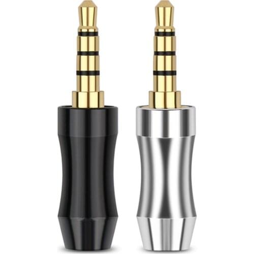 2/10/50pcs Headphone Plug 3.5 mm Jack 4 Poles Stereo HiFi Audio 3.5mm Plugs For 6.0mm Earphone Wire Solder Line Connector 38.4mm