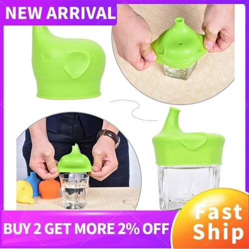 Elephant-Shaped Silicone Cup Lid Children Training Suction Cup Drink Bottle Spill-proof Cap Nozzle Soft Water Bottle Mouth