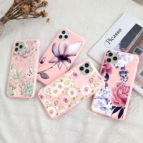 Rose Flowers Leaves Phone Case For iPhone 11 12 Pro Max Mini 8 7 6 6s Plus Xr XsMax 10 X XS SE 2020 Color Silicone Soft Cover