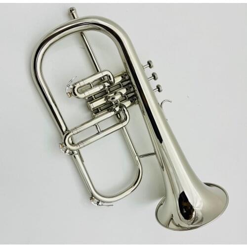 Brand New Bb Flugelhorn Silver Plated Musical Instruments Professional with Case Mouthpiece Free Shipping