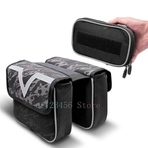 Bicycle Frame Bag, Bike Cycling Pouch Touch Screen Phone Bag Holder,Bicycle Saddle Bag For Bicycle Accessories