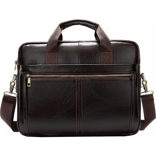 Briefcase Messenger Bag Mens Leather 14'' Laptop Bag Mens Briefcases Office Business Tote for Document