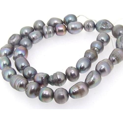Unique Pearls jewellery Store,7-8mm Grey Baroque Freshwater Pearl Loose Beads One Full Strand DIY Jewelry For Necklace LS3-0122