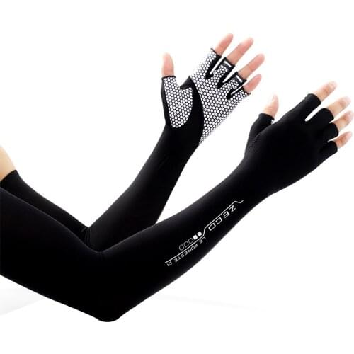 Unisex Cycling Gloves Half Finger Gel Padded Riding Gloves Non-slip Long Arm Cover Outdoor Sports Gloves with Arm Sleeve