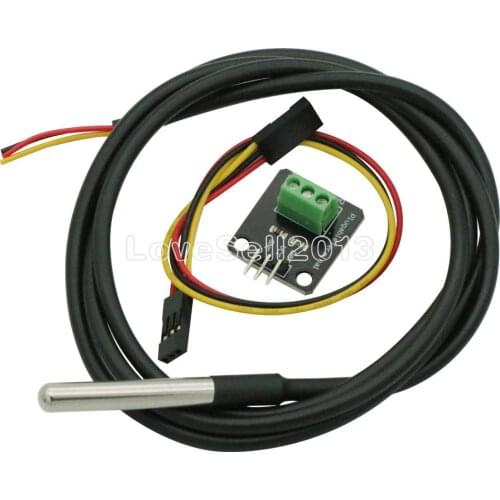 3V-5.5V DS18B20 Waterproof Temperature Sensor Probe Module DIY KIT Plugable Terminal Adapter with Cable for Arduino Raspberry Pi