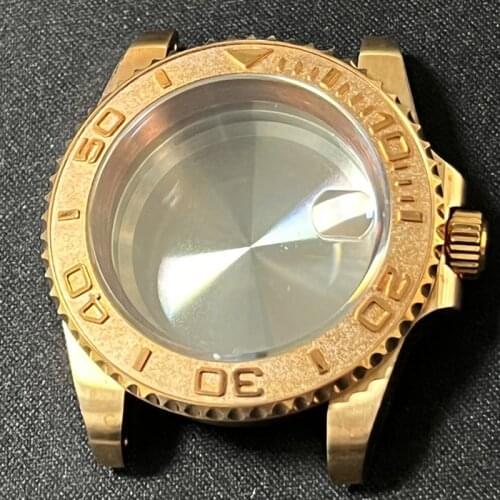 Watch Parts 40mm Sapphire Crystal CUSN8 Magnifier Date Bronze Sub Dive Case Suitable For NH35A Automatic Movement Rotating Bezel