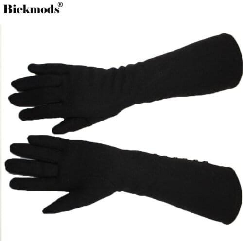 Womens long cotton knitted gloves fashion plus velvet autumn and winter warm medium elastic straight style gloves