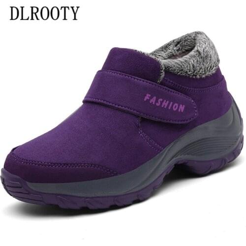 Winter Snow Boots Woman Hook & Loop Ankle Non-slip Warm Outdoor Short Plush Female Casual Shoes Flats Fashion Platform Walking