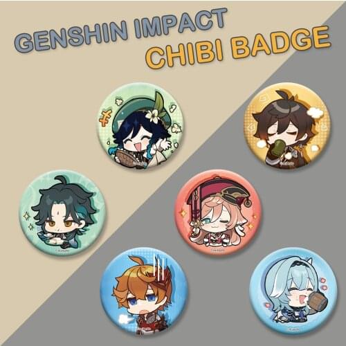 Genshin Impact Badge Chibi Yanfei Eula Rosaria Zhongli Hutao Tartaglia Xiao Brooch Custom Pin Emblem Clothes Backpack Decor Gift