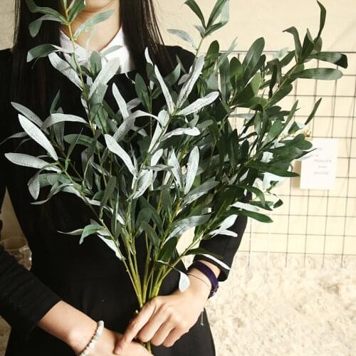 1Pc Artificial Olive Leaf Green Plant Branches Garland Party Home Vase Decor Olive leaf willow artificial flower