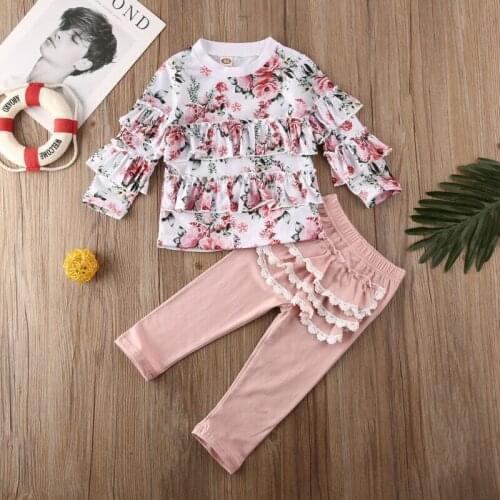 2PCS Baby Grils Clothes Autumn Flower Girl Clothing Set Baby Clothes Suits Infant Kids Clothes Toddler Girl Cute Cothes