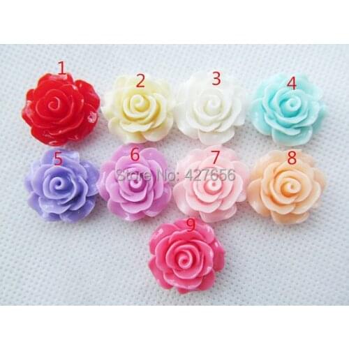 200pcs 20mm 9 Colors Beautiful Rose Blank Flatback Resin Cabochon Charm,Phone Decoration Kit,DIY Accessory Jewellery Making