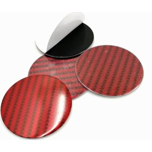 4 Pieces 45MM 50MM 56.5MM 65MM Carbon Fiber Red Refit Universal Car Hubcaps Wheel Hub Center Caps Sticker Decal Decoration