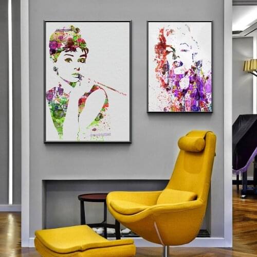 Abstract Audrey Hepburn Wall Art Canvas Painting Posters and Prints Home Decoration Wall Pictures for Living Room Salon Decor