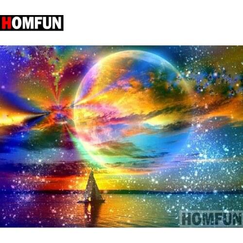 HOMFUN Full Square/Round Drill 5D DIY Diamond Painting "Colored night sky" 3D Embroidery Cross Stitch 5D Home Decor A17150