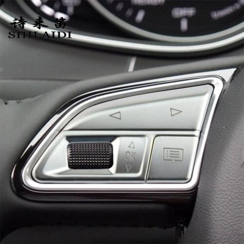 Car styling Atuo steering wheel switch buttons Trim Frame Covers stickers for Audi A6 A7 C7 S6 S7 RS6 RS7 Interior Accessories