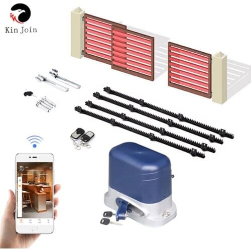 KINGJOIN Electric sliding gate opener, AC motor automatic gate with 4m rack and 2 remotes Complete kit accessories are optional