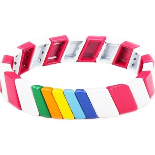 Miyaki Lgbtq Geometry Square Bead Rainbow Bracelet Gift for Bestfriend Boho Jewlery Bracelets Couple Lover DIY Dropshiping Store